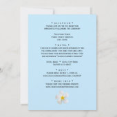 White Plumeria on Blue, Tropical, Floral Wedding Kaart (Achterkant)