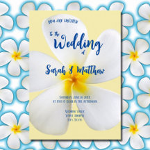 White Plumeria on Yellow, Tropical, Floral Wedding
