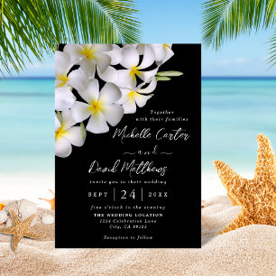 White Plumeria Temple Tree Wedding Invitation Save The Date