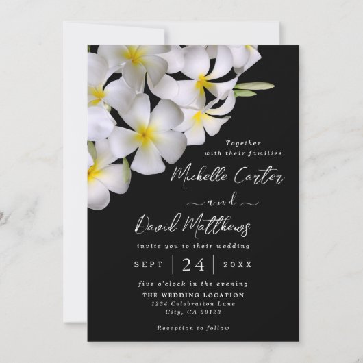 White Plumeria Temple Tree Wedding Invitation Save The Date (Voorkant)