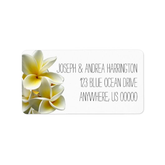 White Plumeria Tropical Return Address Labels (Voorkant)
