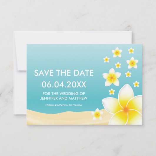 White Plumeria Tropical Wedding Save the Date (Voorkant)