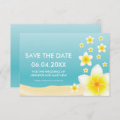 White Plumeria Tropical Wedding Save the Date (Voorkant / Achterkant)