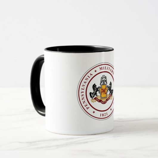 + White PMC SEAL Mok met Black Trim -11 of 15 oz (Voorkant links)