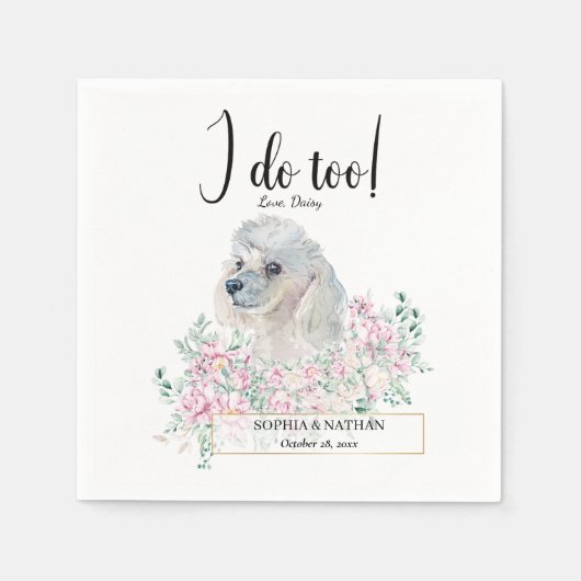 White podle Dog Wedding Cocktail Napkins Servet (Voorkant)