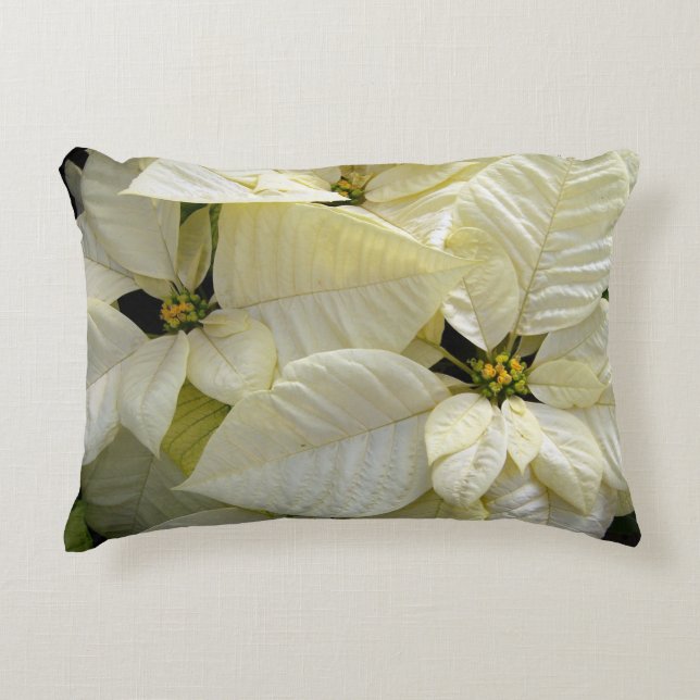 White Poinsettia Accent Pillow Kussen (Voorkant)