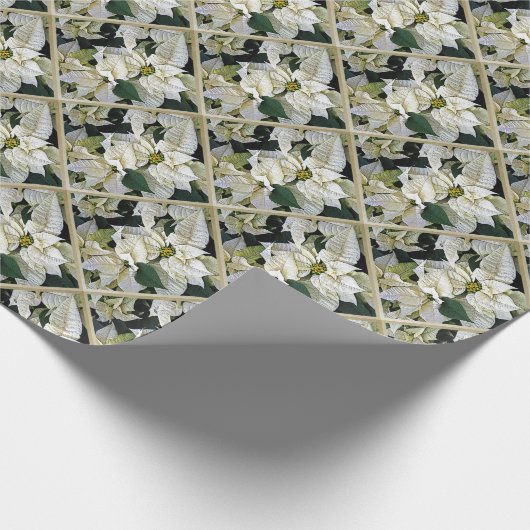 White Poinsettia Cadeaupapier (Hoek)