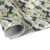 White Poinsettia Cadeaupapier (Rol Hoek)