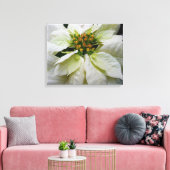 White Poinsettia Elegant Kerstfeestdag Floral Canvas Afdruk (Insitu (Woonkamer))