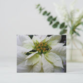 White Poinsettia Elegant Kerstfeestdag Floral Feestdagenkaart (Staand voorkant)