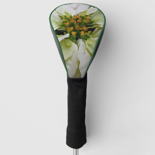 White Poinsettia Elegant Kerstfeestdag Floral Golfheadcover (Voorkant)