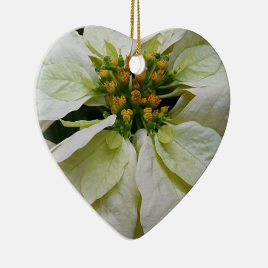 White Poinsettia Elegant Kerstfeestdag Floral Keramisch Ornament (Rechts)