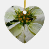 White Poinsettia Elegant Kerstfeestdag Floral Keramisch Ornament (Voorkant)