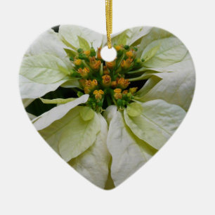 White Poinsettia Elegant Kerstfeestdag Floral Keramisch Ornament