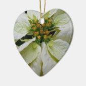 White Poinsettia Elegant Kerstfeestdag Floral Keramisch Ornament (Links)