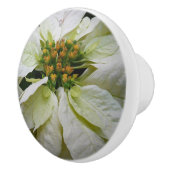 White Poinsettia Elegant Kerstfeestdag Floral Keramische Knop (Rechts)