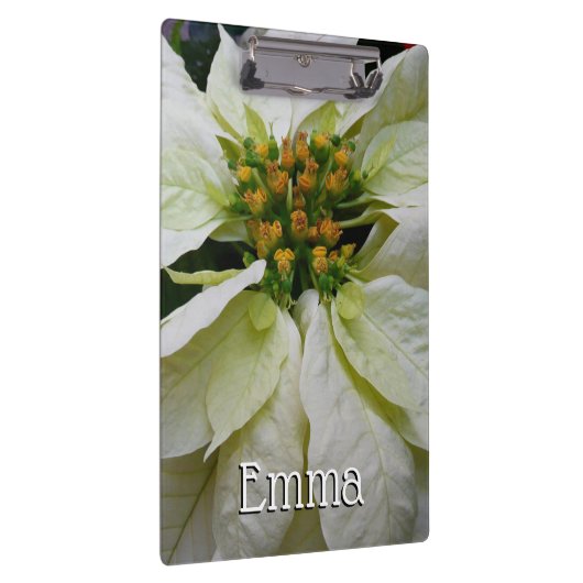 White Poinsettia Elegant Kerstfeestdag Floral Klembord (Rechts)