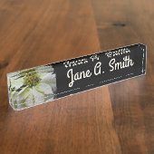 White Poinsettia Elegant Kerstfeestdag Floral Naambordje (Zijkant)