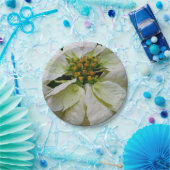 White Poinsettia Elegant Kerstfeestdag Floral Papieren Bordje (Feest)