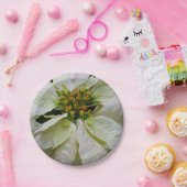 White Poinsettia Elegant Kerstfeestdag Floral Papieren Bordje (Feest)