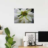 White Poinsettia Elegant Kerstfeestdag Floral Poster (Thuiskantoor)