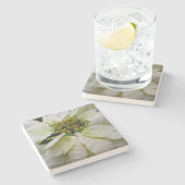 White Poinsettia Elegant Kerstfeestdag Floral Stenen Onderzetter (Zijkant)