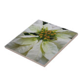 White Poinsettia Elegant Kerstfeestdag Floral Tegeltje (Zijkant)
