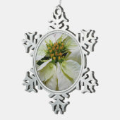 White Poinsettia Elegant Kerstfeestdag Floral Tin Sneeuwvlok Ornament (Rechts)