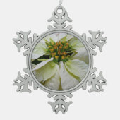 White Poinsettia Elegant Kerstfeestdag Floral Tin Sneeuwvlok Ornament (Voorkant)