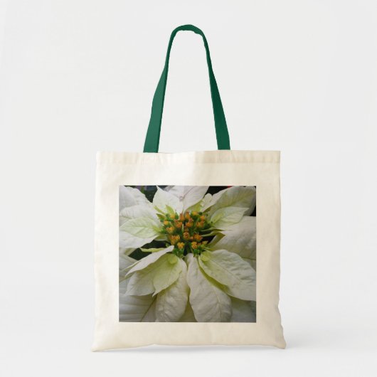 White Poinsettia Elegant Kerstfeestdag Floral Tote Bag (Voorkant)