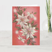  White Poinsettia Feestdagen Kaart (Voorkant)