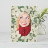 White Poinsettia Garden - Verticale fotoplatte kaa Feestdagenkaart (Staand voorkant)