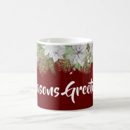 White Poinsettia Garland Holiday Koffiemok