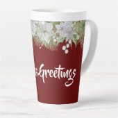 White Poinsettia Garland Holiday Latte Mok (Rechterhoek)