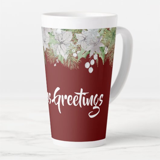 White Poinsettia Garland Holiday Latte Mok (Rechterhoek)