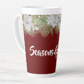 White Poinsettia Garland Holiday Latte Mok (Linkerhoek)