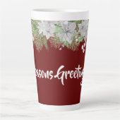 White Poinsettia Garland Holiday Latte Mok (Voorkant)