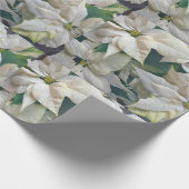 White Poinsettia Holiday Wrapping Paper Cadeaupapier (Hoek)