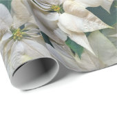 White Poinsettia Holiday Wrapping Paper Cadeaupapier (Rol Hoek)