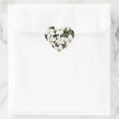White Poinsettia KerstFloral Hart Sticker (Tas)