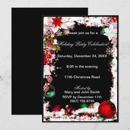 White Poinsettia Kerstparty uitnodiging (Voorkant / Achterkant)