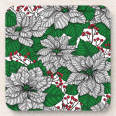 White poinsettia, kerstpatroon bier onderzetter (Voorkant)