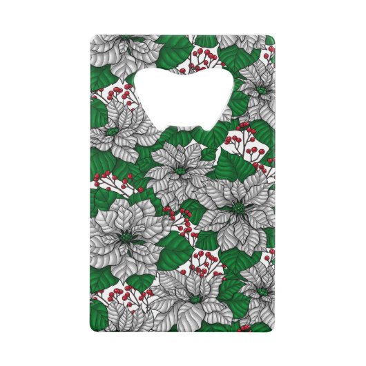 White poinsettia, kerstpatroon creditkaart flessenopener (Voorkant)
