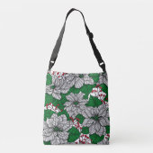 White poinsettia, kerstpatroon crossbody tas (Achterkant)