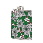 White poinsettia, kerstpatroon heupfles (Links)