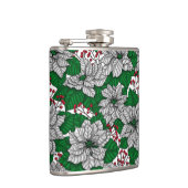 White poinsettia, kerstpatroon heupfles (Rechts)