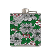 White poinsettia, kerstpatroon heupfles (Achterkant)