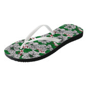 White poinsettia, kerstpatroon teenslippers (Schuin)
