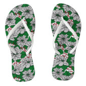White poinsettia, kerstpatroon teenslippers (Voetbed)