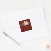 White Poinsettia & Merry-kerstkalligrafie Vierkante Sticker (Envelop)
